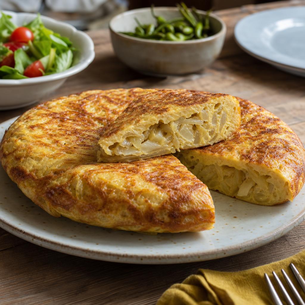 Goudbruine Italiaanse frittata met zacht gegaarde uien